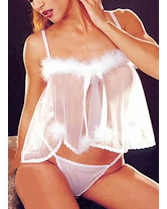 Chemise With Fluffy Trim