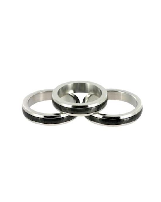 Chrome Stainless Steel Cock Ring With Black Band