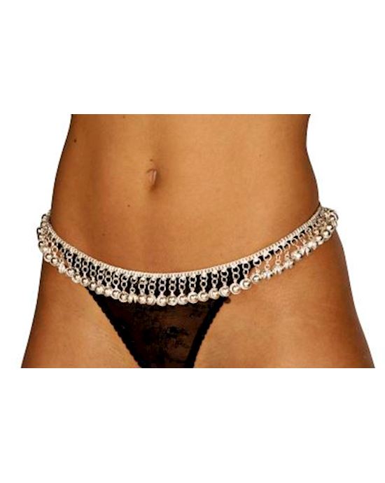 Silver Tone Belly Chain With Bells