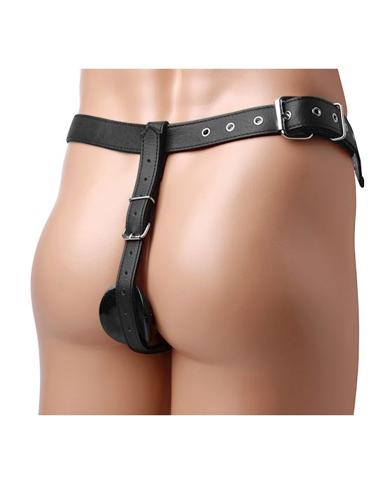 Leather Butt Plug Harness With Cock Ring