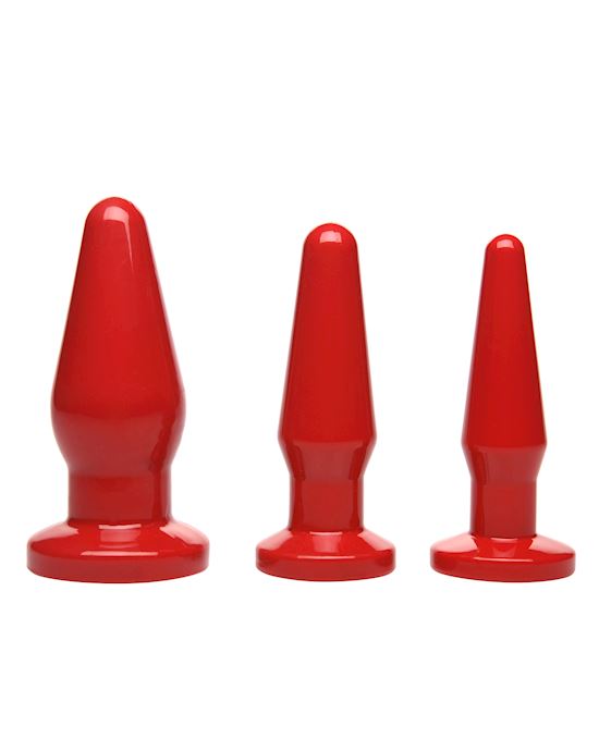 Red Anal Plugs 3 Piece Kit