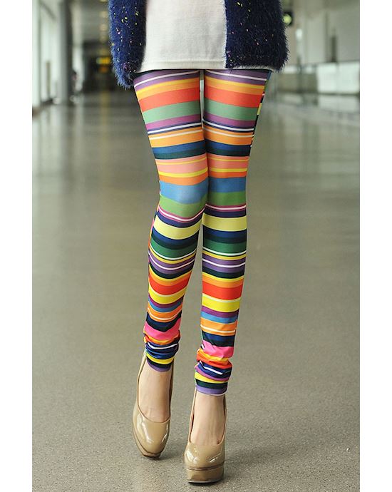 Chromatic Stripe Printed Leggings