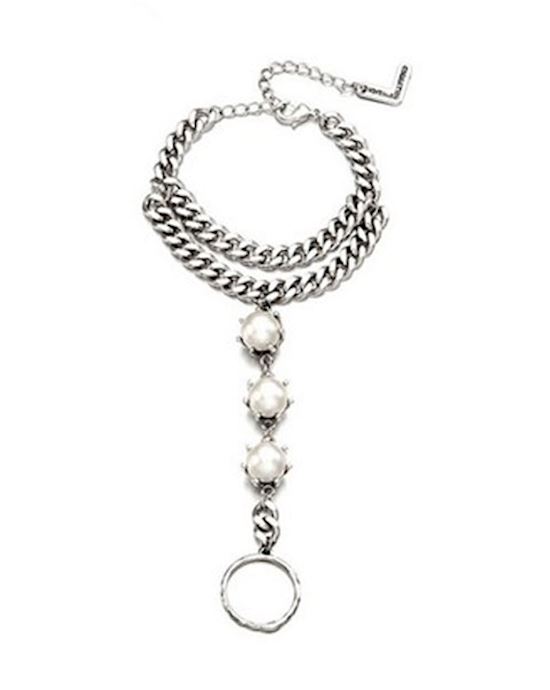 Noble Party Pearl And Chain Bracelet With Ring