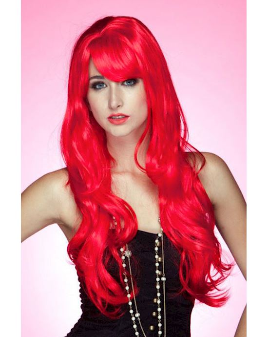 Soft Waves Long Wig With Band Red