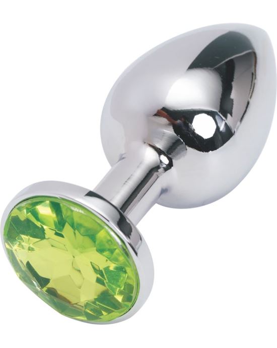 Jewelled Butt Plug- Small Silver Green