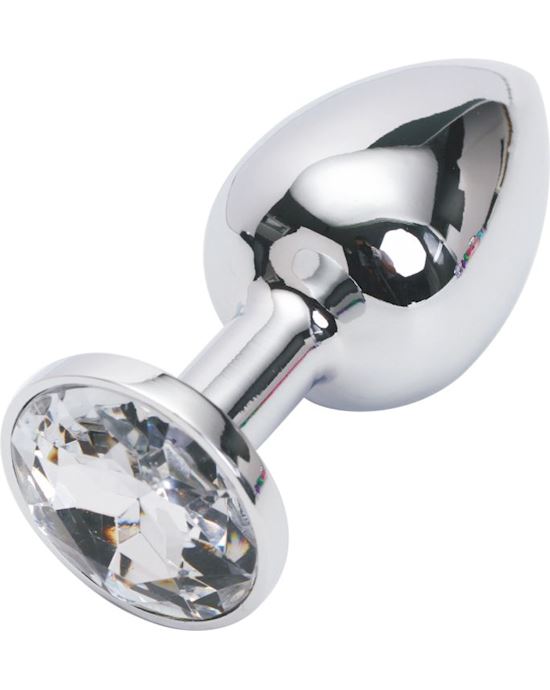 Jewelled Butt Plug- Small Silver Clear