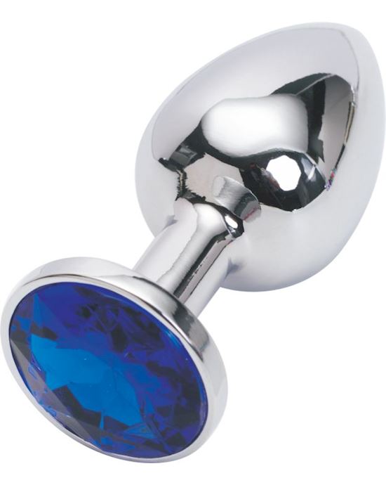 Jewelled Butt Plug- Small Silver Blue