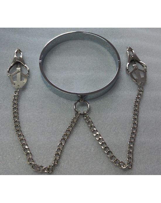Lockable Metal Collar With Nipple Clamps
