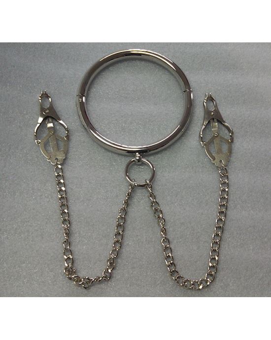 Lockable Metal Collar With Nipple Clamps