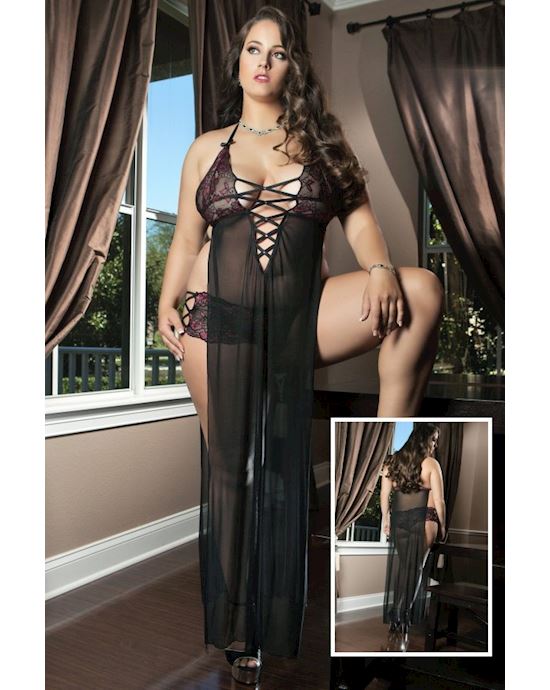 Plus Size Black Sheerly Seductive Sexy Gown