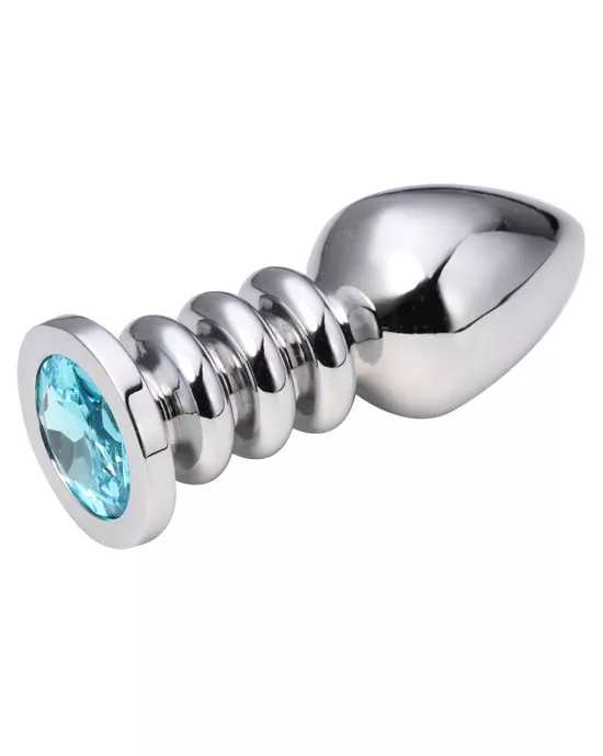 Ridged Jewelled Butt Plug