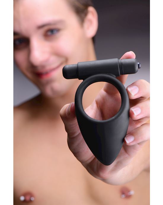 Vibro Silicone Cock Ring With Taint Teaser