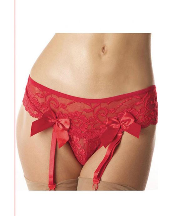 Sexy String With Suspenders Lingerie Red