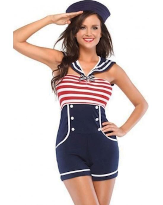 Navy Red White Women Pin Up Sailor Costume