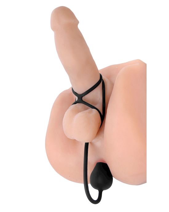 Triple Threat Silicone Tri Cock Ring With Anal Plug