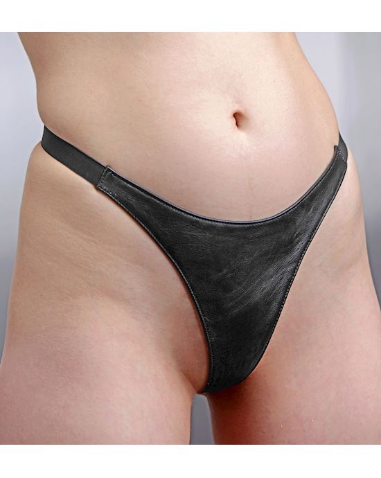 Spiked Leather Thong Panties- L/xl