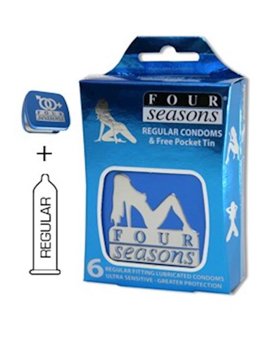 Four Seasons Regular Condom Collectors Blue Tin 6 Pack