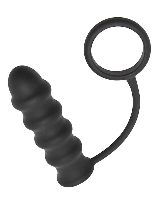 The Rippler Vibrating Silicone Anal Plug With Cock Ring