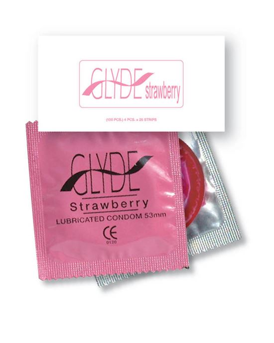 Glyde Strawberry 53mm Condom 100 Bulk