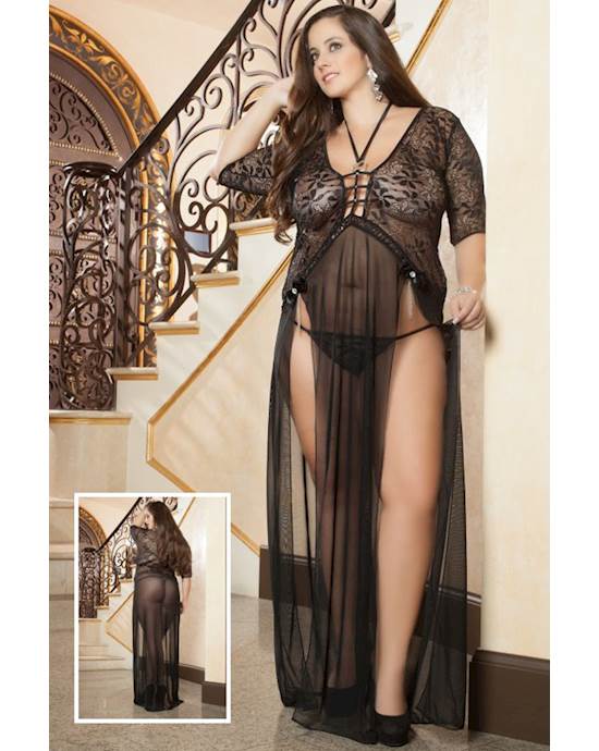 Luxe Delight Long Gown & Thong Set