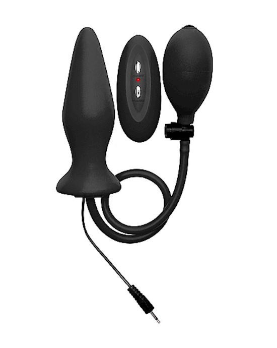 Inflatable Vibrating Silicone Plug Black