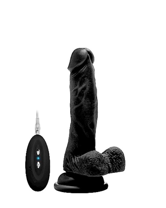 Vibrating Realistic Cock 7 With Scrotum Black