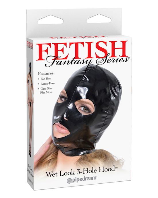Fetish Fantasy Wet Look 3-hole Hood