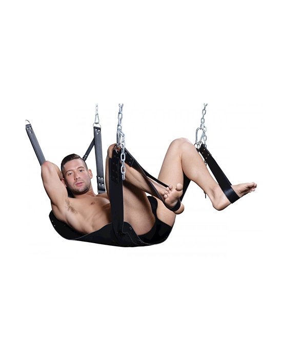 Leather Bondage Swing With Stirrups And Pillow