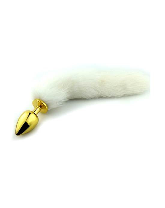 Soft White Tail With Gold Butt Plug