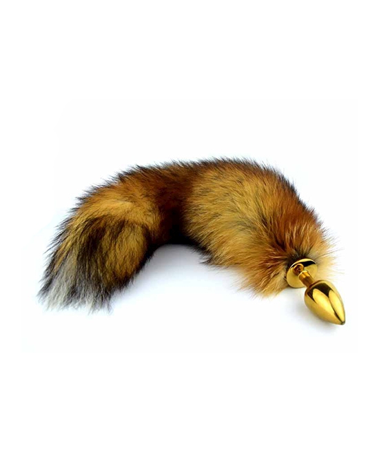 Gold Butt Plug With Fur Tail