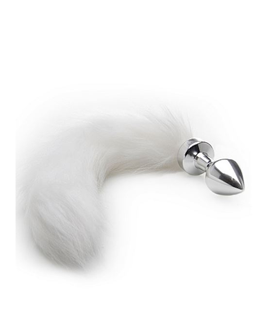 White Tail Buttplug Silver