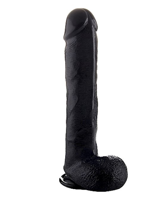 Realistic Cock 15 Inch With Scrotum Black
