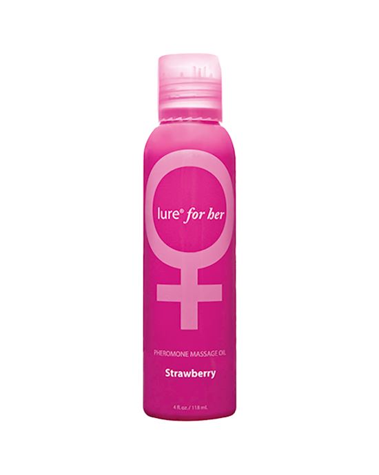 Lure For Her Pheromone Massage Oil Strawberry 4 Fl Oz 118 Ml Bottle