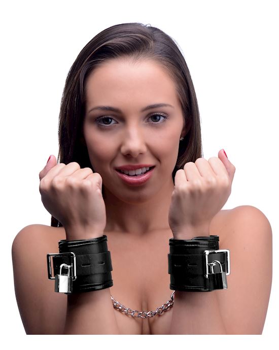 Locking Padded Wrist Cuffs w Chain