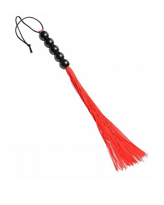 Crimson Rubber Flogger With Beaded Handle