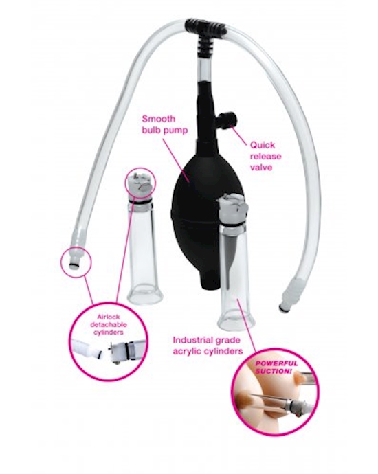 Nipple Pumping System With Dual Detachable Acrylic Cylinders