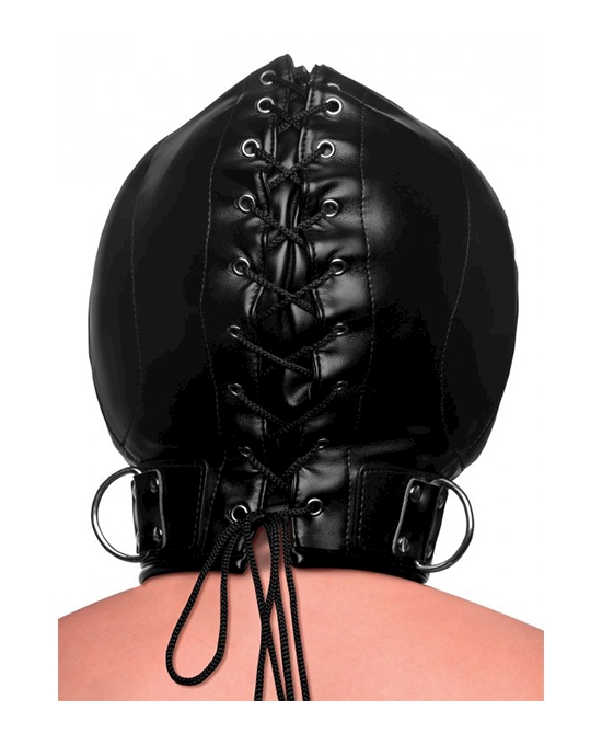 Bondage Hood With Posture Collar And Zippers