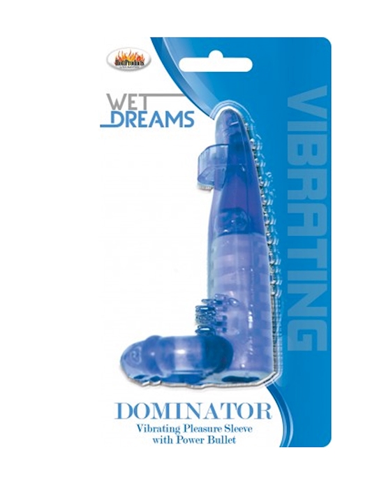 Dominator Penis Sleeve With Power Bullet Blue