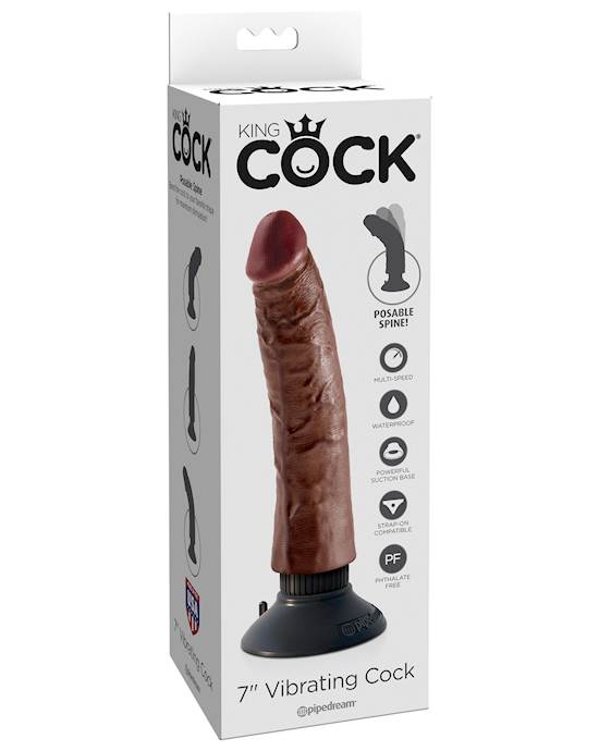 King Cock 7 inches Vibrating Dildo Brown