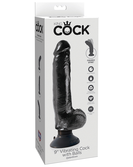 King Cock 9 Inch Vibrating Cock With Balls