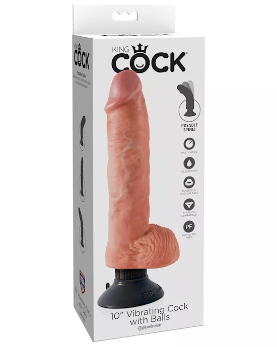 King Cock 10 inch Vibrating Suction Cup Dildo