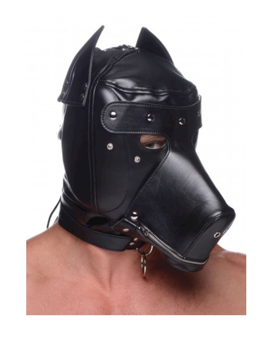 Muzzled Universal BDSM Hood with Removeable Muzzle
