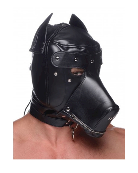 Muzzled Universal Bdsm Hood With Removeable Muzzle