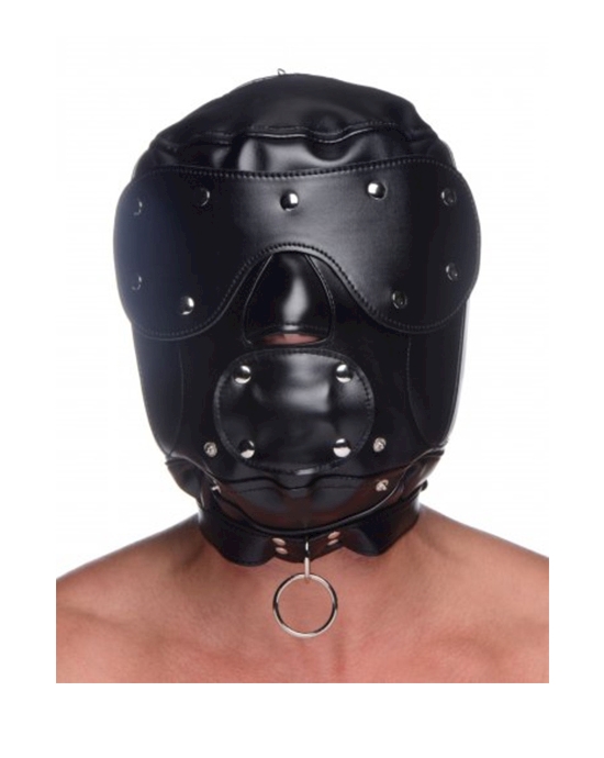 Muzzled Universal Bdsm Hood With Removeable Muzzle