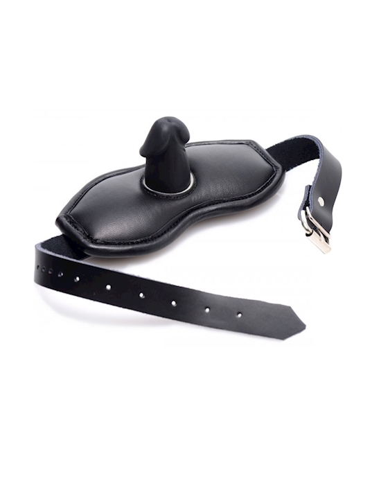 Leather Padded Silicone Penis Mouth Gag