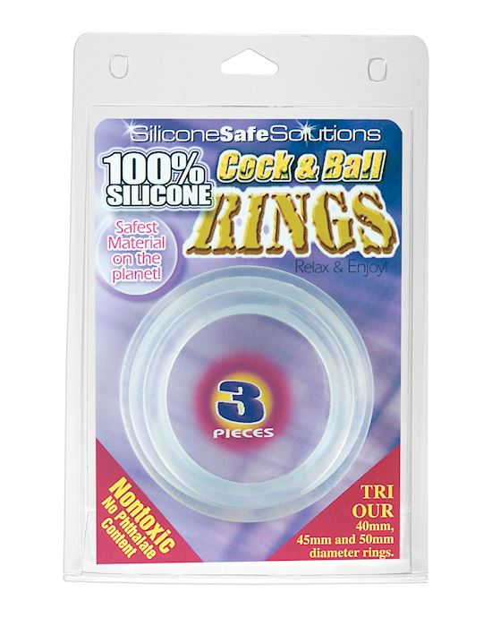 Cock & Ball Ring 3 Pc Clear Silicon