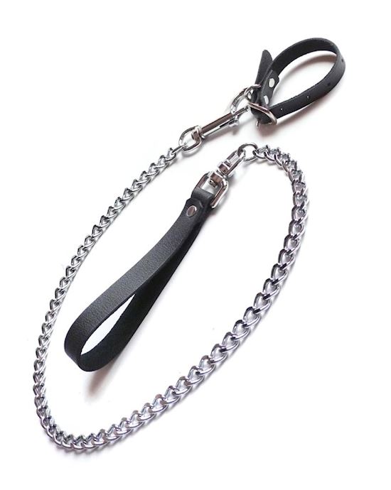 Buckling Cock Ring And Chain Leash Set