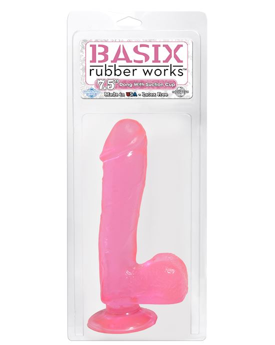 Basix 7.5 Inch Dong W Suction Pink