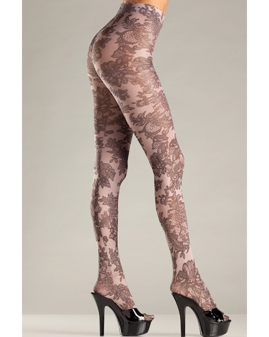 Floral Lace Printed Pantyhose
