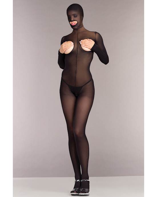 Opaque Cupless And Crotchless Bodystocking - O/s